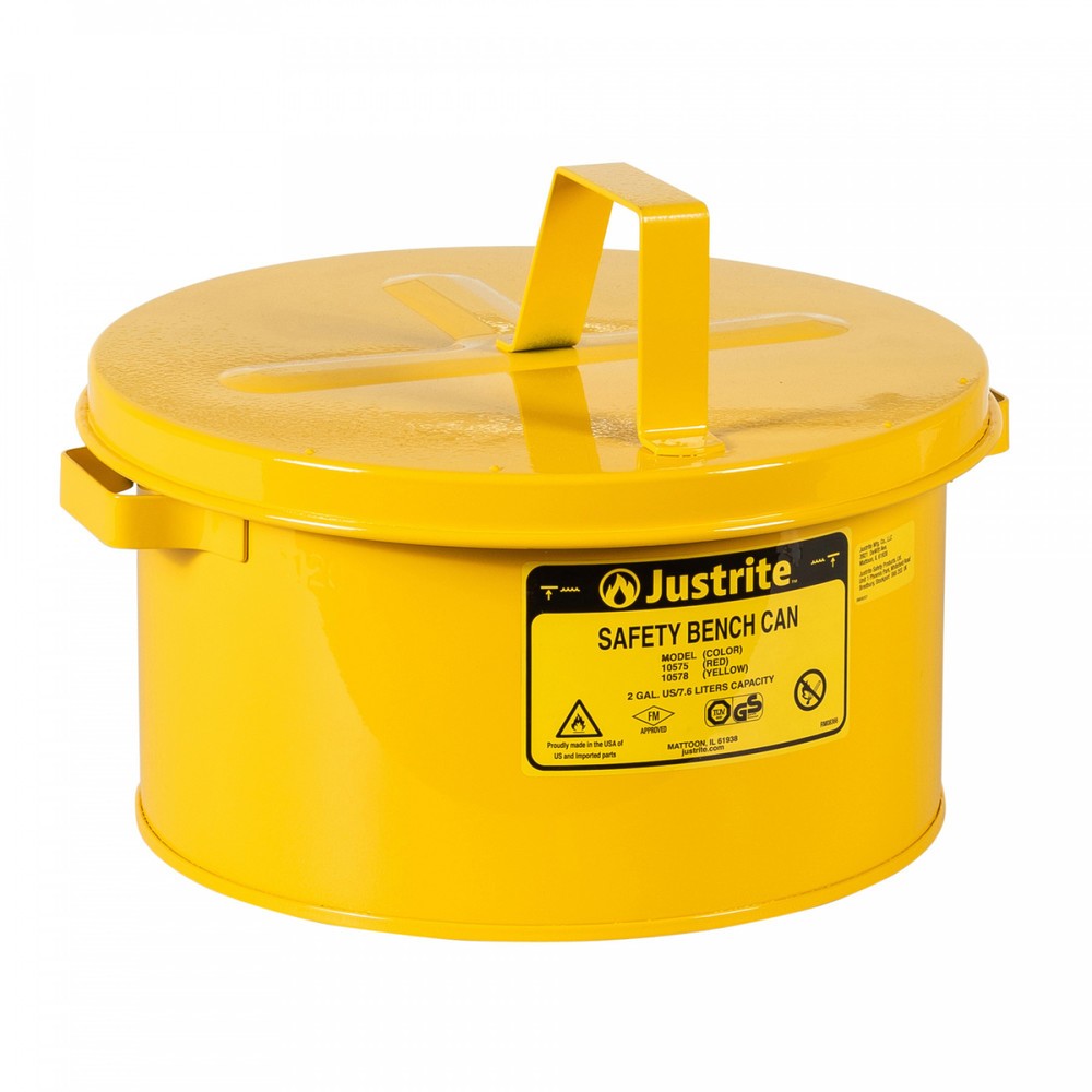 Número de imagen del producto 1: Justrite Dration - Recipiente con tapa abatible, color amarillo, 8 L
