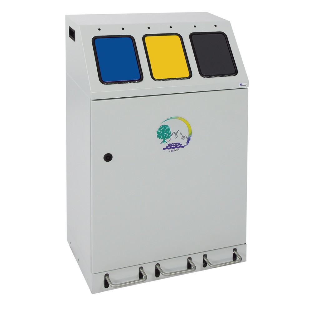 Número de imagen del producto 1: stumpf® contenedor de reciclaje compacto con palanca de base|pie, 3 x 30 litros