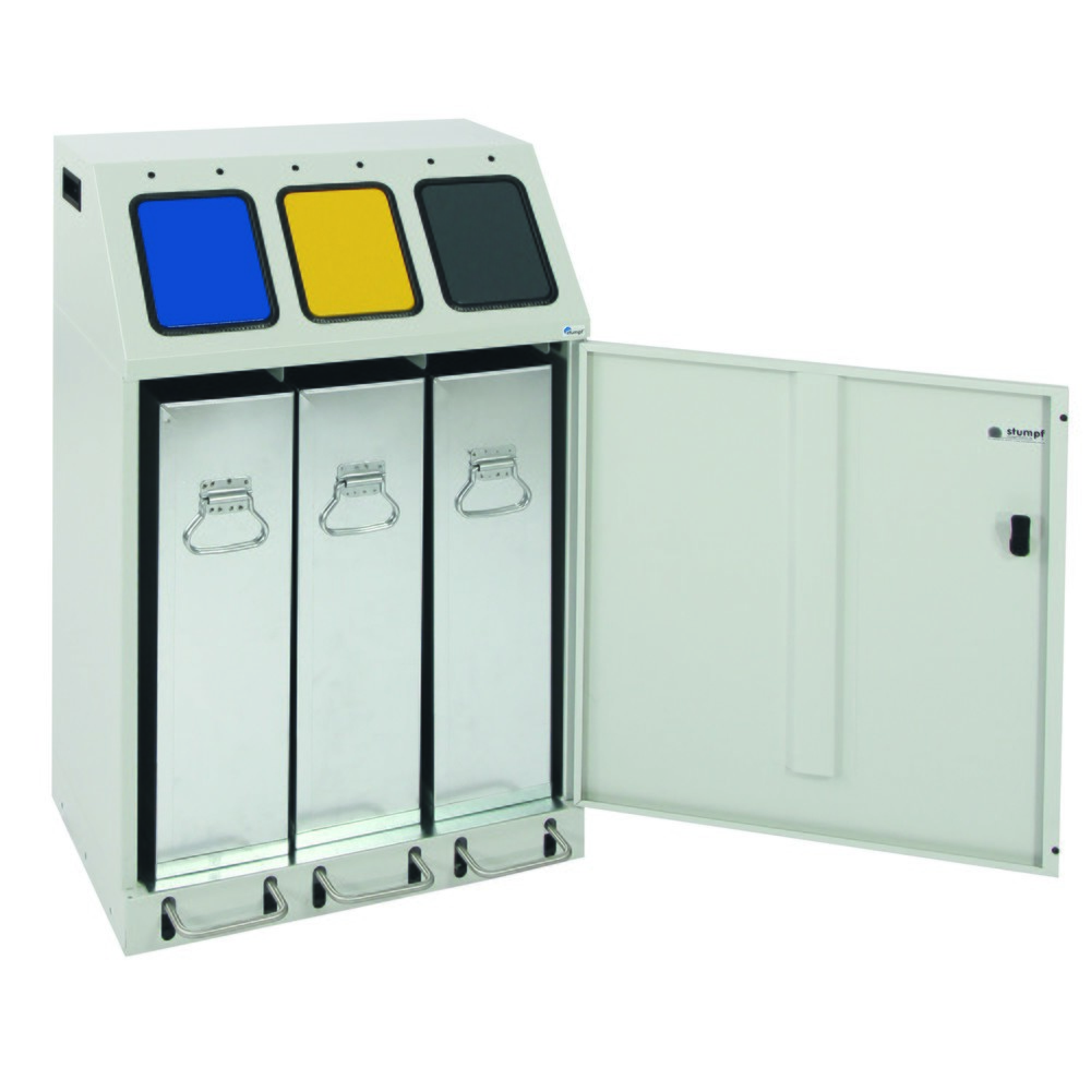Número de imagen del producto 3: stumpf® contenedor de reciclaje compacto con palanca de base|pie, 3 x 30 litros