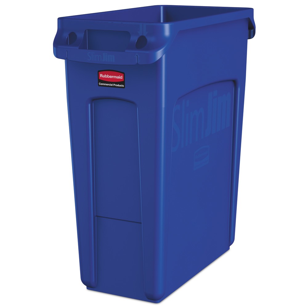 Imagen del producto: Contenedor de reciclaje Rubbermaid Slim Jim® con canales de ventilación, 60 l, azul