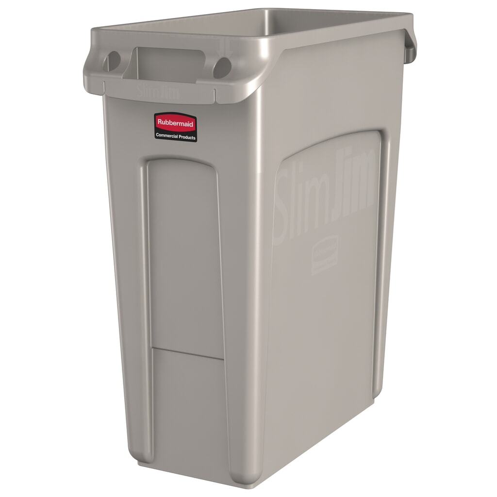 Imagen del producto: Contenedor de reciclaje Rubbermaid® Slim Jim, con rejillas de ventilación, beige, 60 litros