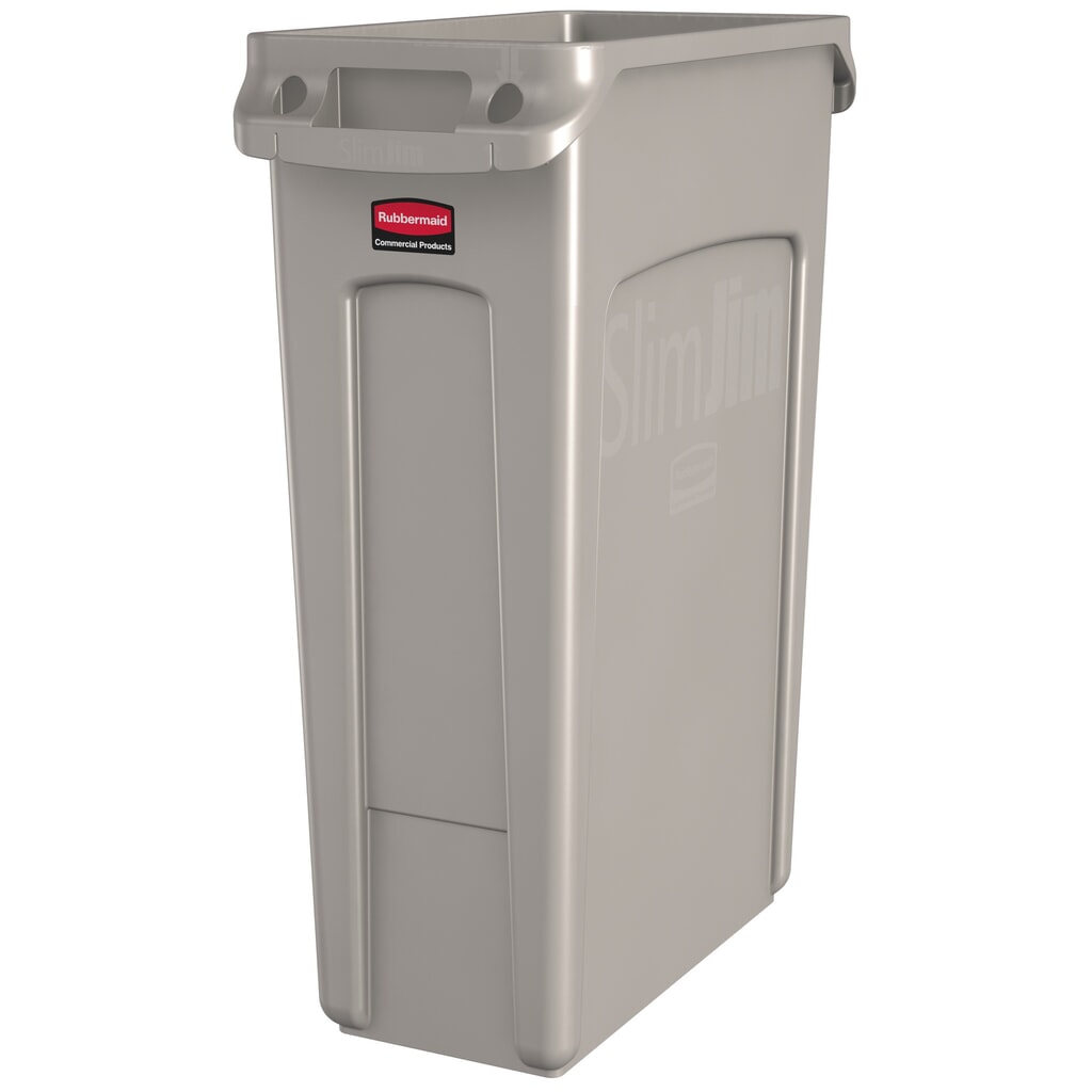 Contenedor de reciclaje Rubbermaid® Slim Jim, con rejillas de ventilación, beige, 87 litros Imagen del producto: Contenedor de reciclaje Rubbermaid® Slim Jim, con rejillas de ventilación, beige, 87 litros