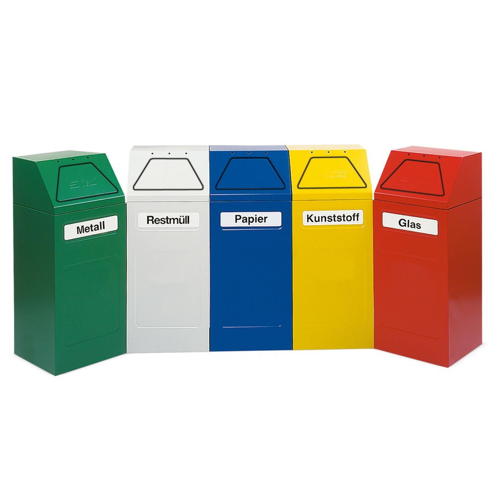 Imagen del producto: Contenedor de reciclaje Stumpf®, 65 litros, cierre automático, autoextintor, azul
