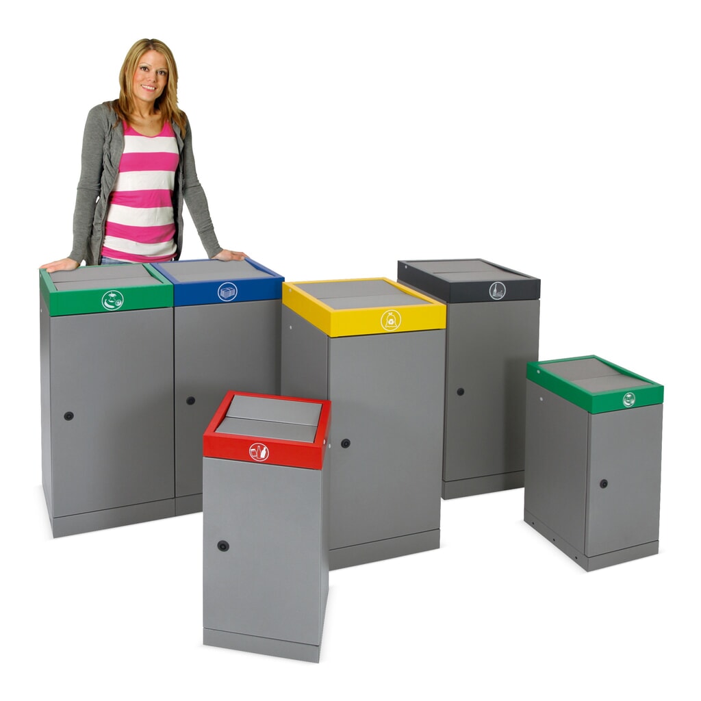 Contenedor de reciclaje stumpf®, 1x 30 litros, tapa verde Imagen del producto: Contenedor de reciclaje stumpf®, 1x 30 litros, tapa verde