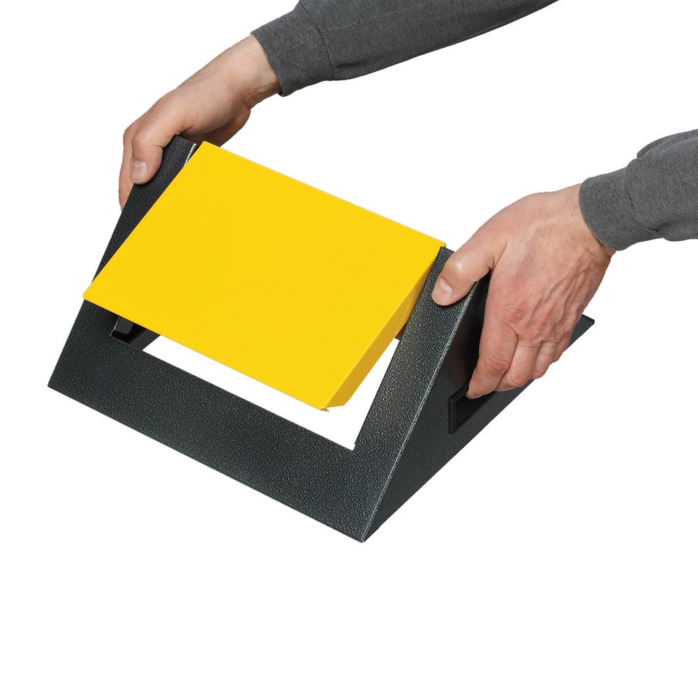Número de imagen del producto 2: Contenedor de reciclaje VAR®, 60 litros, autoextinguible, estructura de color plata vieja, tapa redonda/amarillo