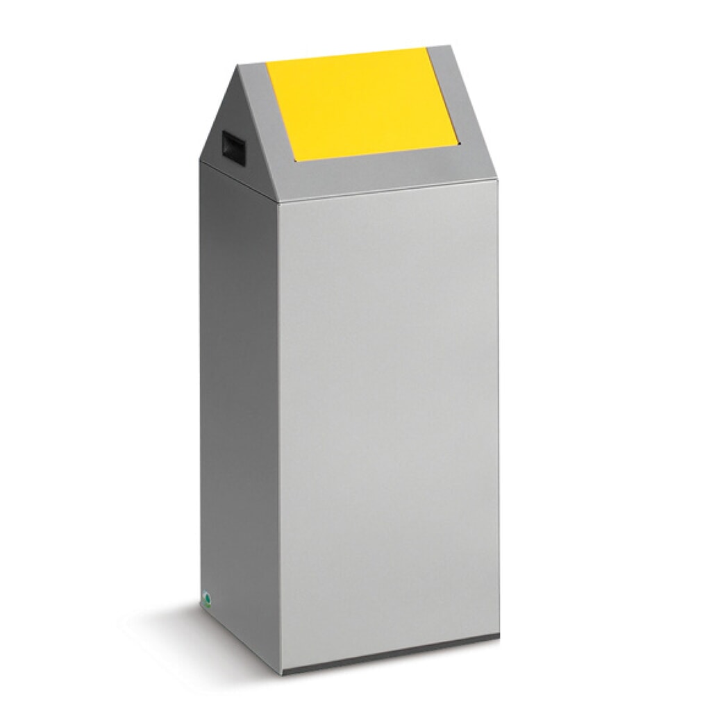 Contenedor de reciclaje VAR®, 60 litros, autoextinguible, estructura de color azul claro, tapa redonda/amarillo Imagen del producto: Contenedor de reciclaje VAR®, 60 litros, autoextinguible, estructura de color azul claro, tapa redonda/amarillo