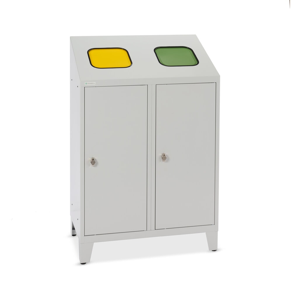 Imagen del producto: HEMMDAL Contenedor de residuos para reciclado Duo, con 2 soportes para bolsas, 120 litros cada una
