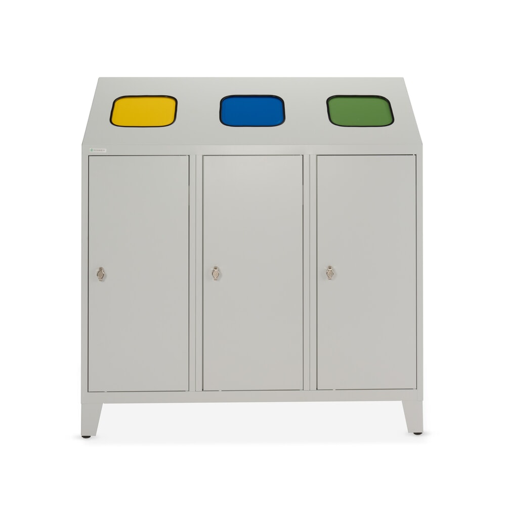 Número de imagen del producto 7: HEMMDAL Contenedor de residuos para reciclado Trio, con 3 recipientes interiores, 120 litros cada uno