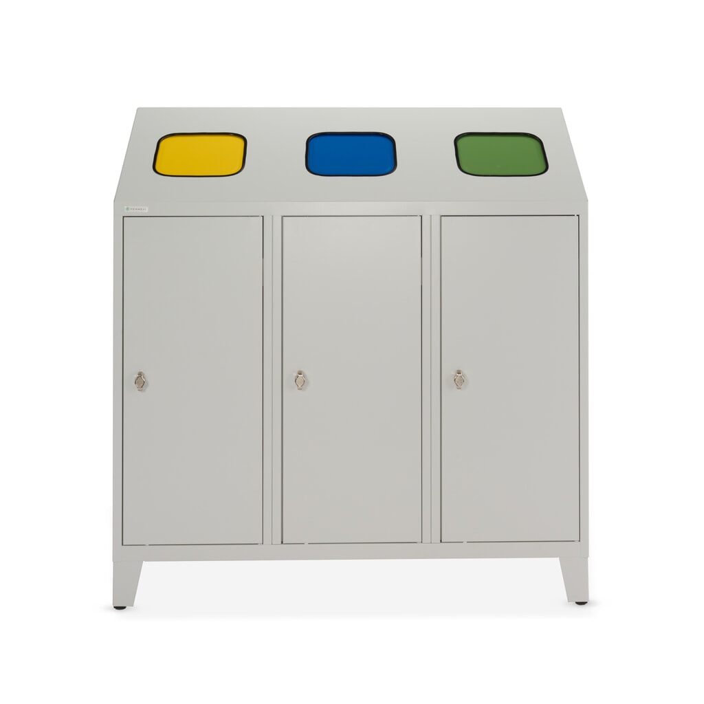 HEMMDAL Contenedor de residuos para reciclado Trio, con 3 recipientes interiores, 120 litros cada uno Número de imagen del producto 7: HEMMDAL Contenedor de residuos para reciclado Trio, con 3 recipientes interiores, 120 litros cada uno
