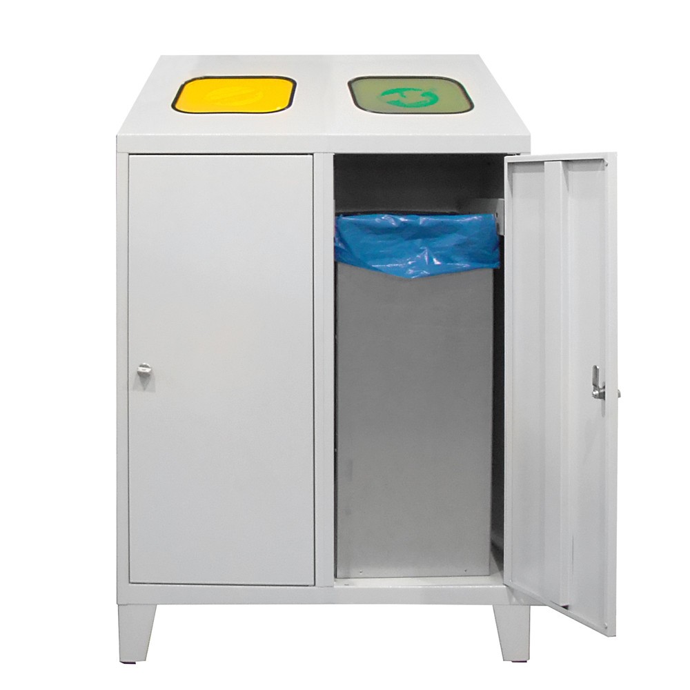 Número de imagen del producto 2: HEMMDAL Contenedor de residuos para reciclado Duo, con 2 recipientes interiores, 120 litros cada uno