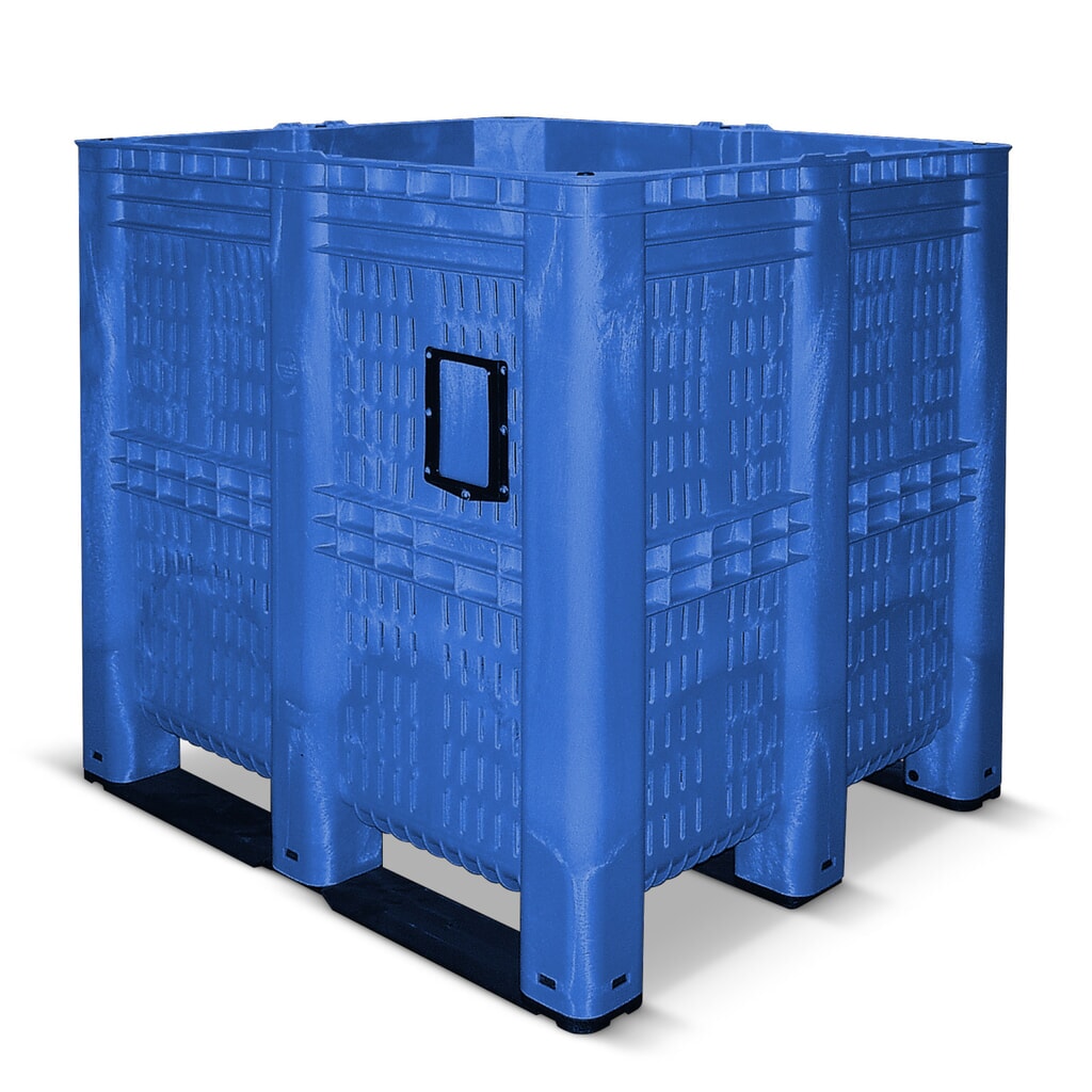 contenedor grande de polietileno, 1.400 litros, con corredores, abierto, azul Imagen del producto: contenedor grande de polietileno, 1.400 litros, con corredores, abierto, azul
