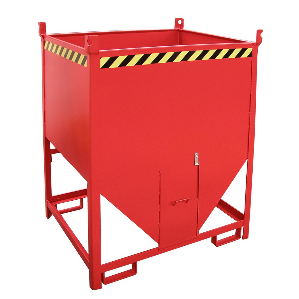Número de imagen del producto 1: Bauer® Contenedor silo con cierre corredizo, pintado, volumen 1 m³, RAL 3000 rojo fuego