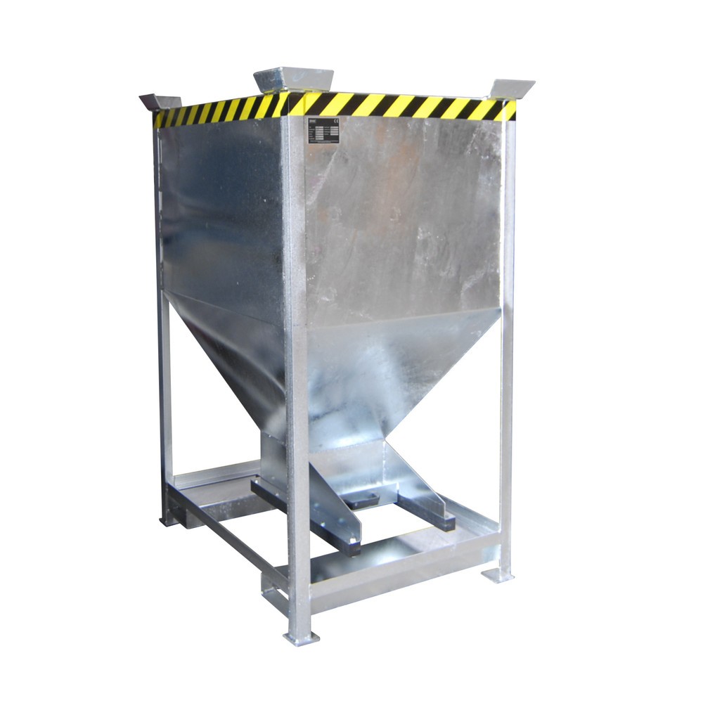 Número de imagen del producto 1: Contenedor silo Bauer®, con cierre corredizo + huecos para horquillas, galvanizado, volumen 0,6 m³