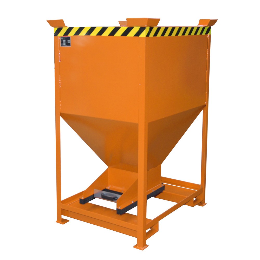 Número de imagen del producto 1: Bauer® contenedor silo, con cierre corredizo +bolsillos de horquilla, pintado, volumen 0,6 m³, RAL 2000 amarillo naranja