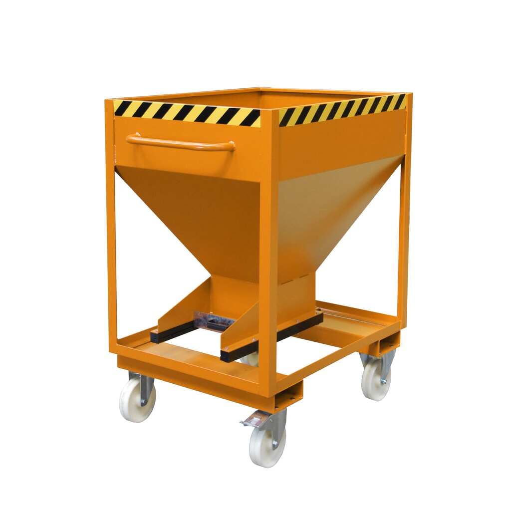Imagen del producto: Bauer® contenedor silo, con cierre corredizo, bolsillos de horquilla y ruedas, pintado, volumen 0.375 m³, RAL 2000 amarillo naranja