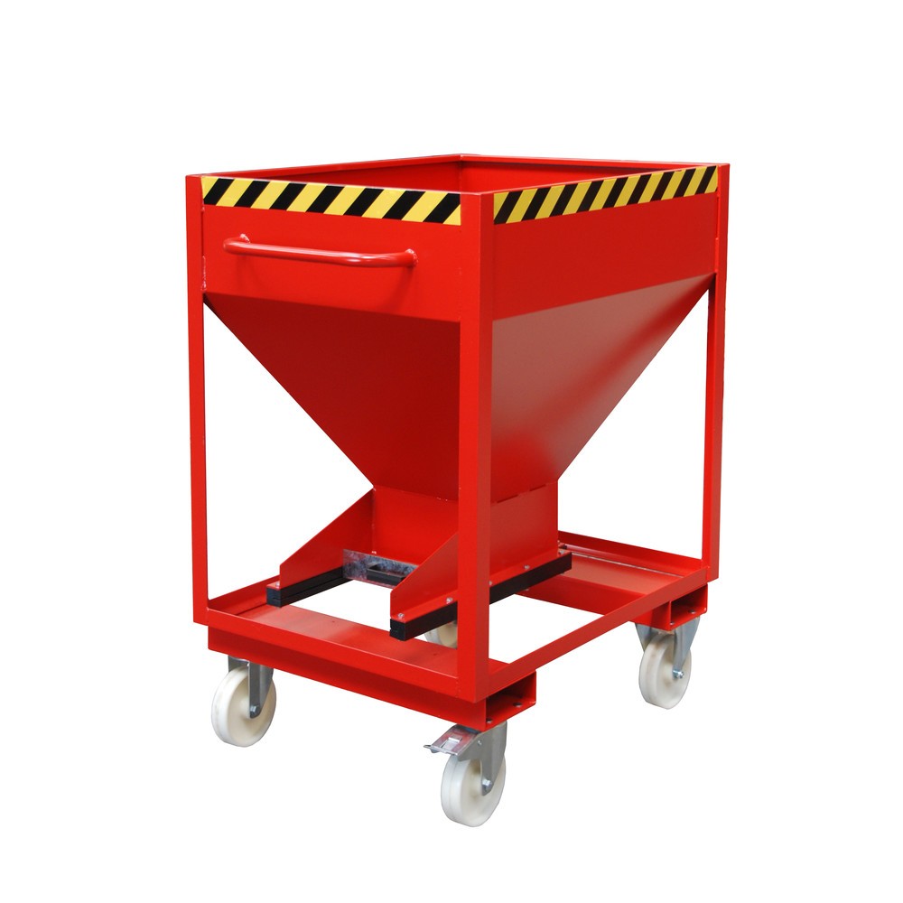 Imagen del producto: Bauer® contenedor silo, con cierre corredizo, bolsillos de horquilla y ruedas, pintado, volumen 0.375 m³, RAL 3000 rojo fuego