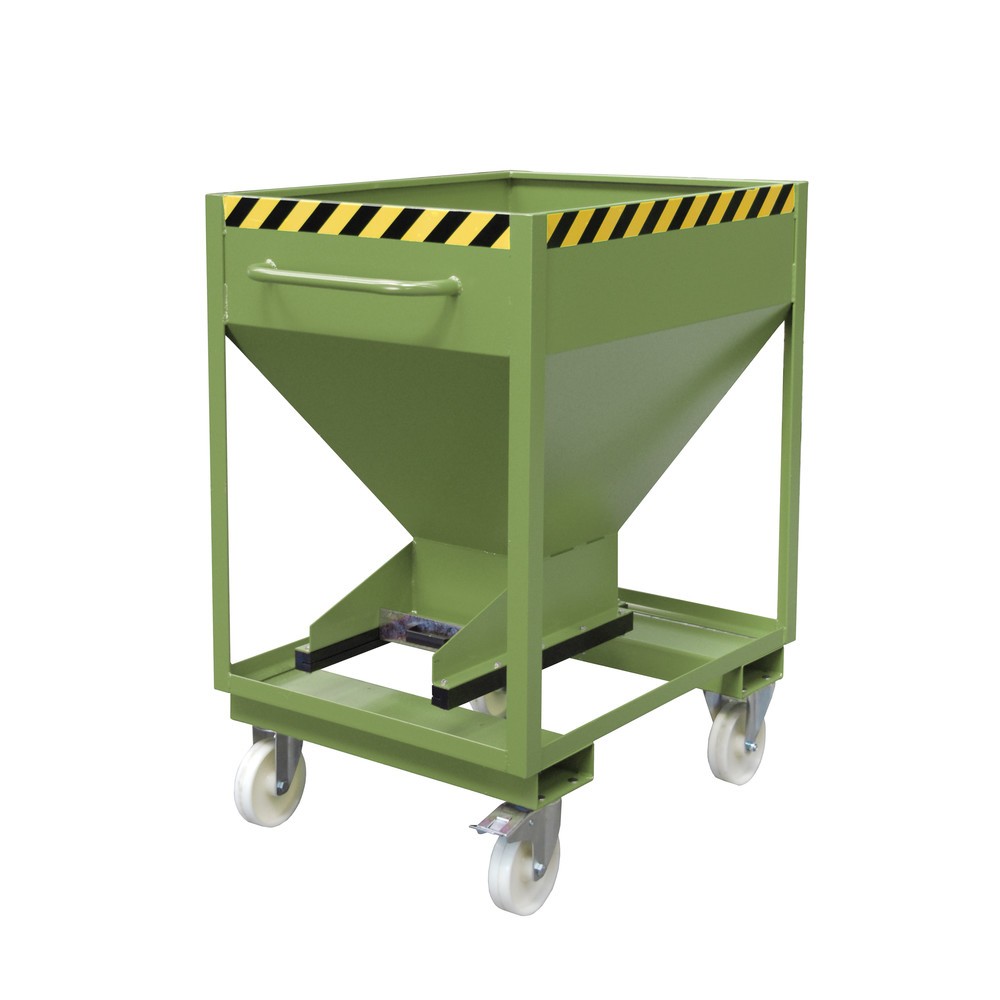 Número de imagen del producto 1: Bauer® contenedor silo, con cierre corredizo, bolsillos de horquilla y ruedas, pintado, volumen 0.375 m³, RAL 6011 verde reseda