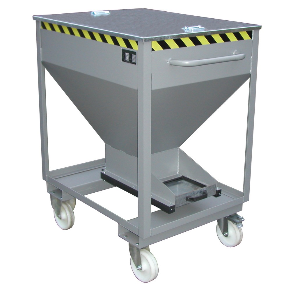 Número de imagen del producto 1: Bauer® contenedor silo, con cierre corredizo, bolsillos de horquilla y ruedas, pintado, volumen 0.375 m³, RAL 7005 gris ratón