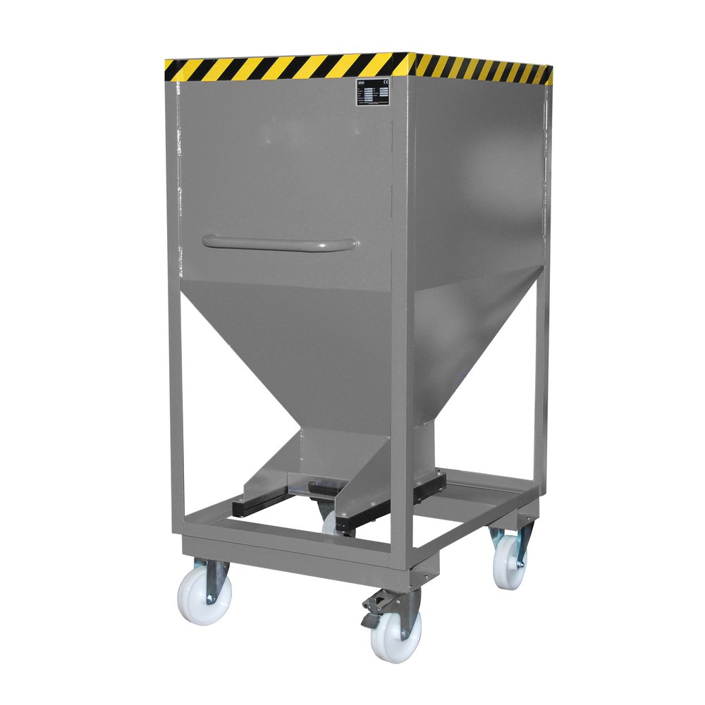 Número de imagen del producto 1: Bauer® contenedor silo, con cierre corredizo, bolsillos de horquilla y ruedas, pintado, volumen 0,6 m³, RAL 7005 gris ratón