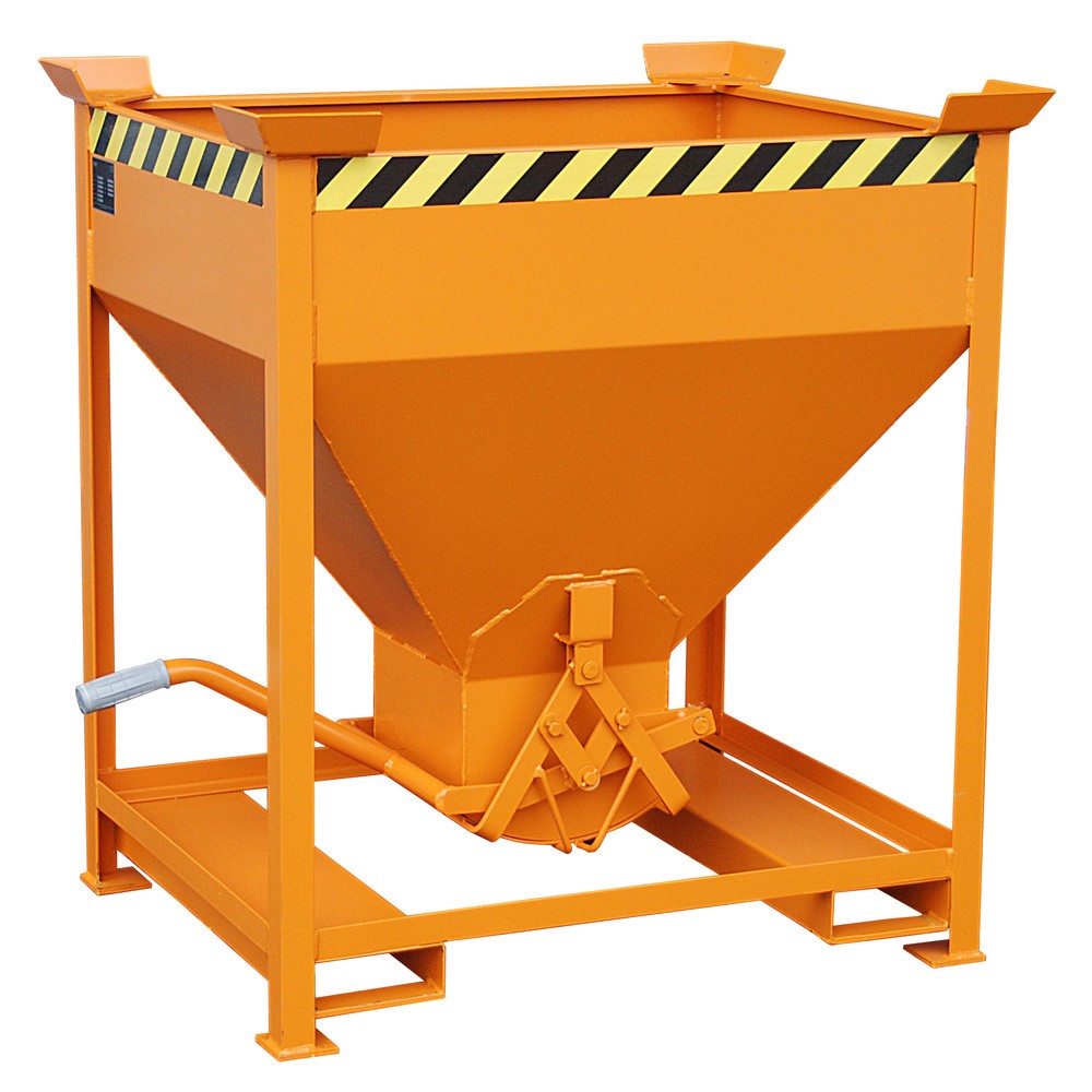 Número de imagen del producto 1: Bauer® contenedor silo, con cierre de tijera y bolsillos de horquilla, pintado, volumen 0,375 m³, RAL 2000 amarillo naranja