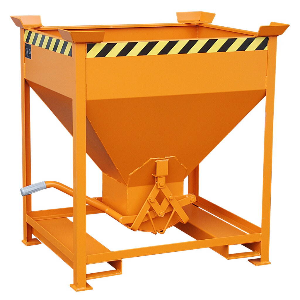 Bauer® contenedor silo, con cierre de tijera y bolsillos de horquilla, pintado, volumen 0,375 m³, RAL 2000 amarillo naranja Imagen del producto: Bauer® contenedor silo, con cierre de tijera y bolsillos de horquilla, pintado, volumen 0,375 m³, RAL 2000 amarillo naranja