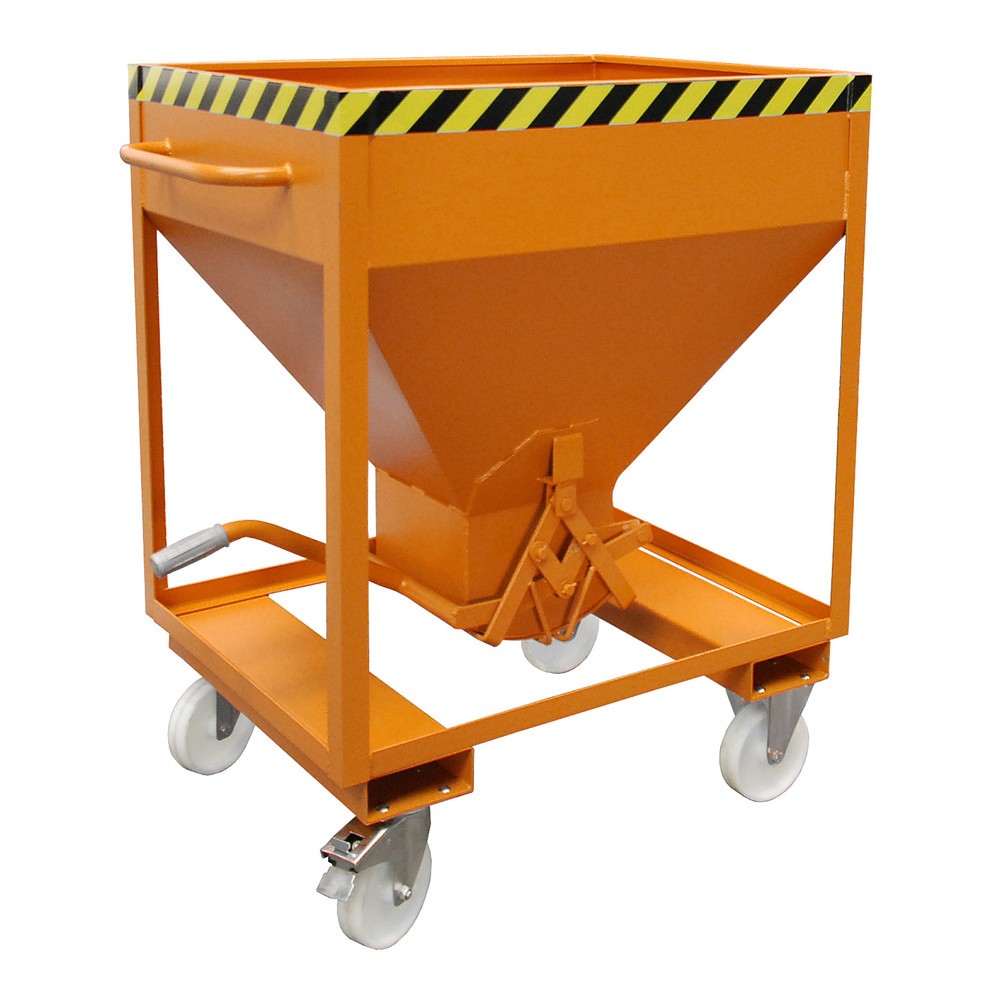 Número de imagen del producto 1: Bauer® contenedor silo, con cierre de tijera, bolsillos de horquilla y ruedas, pintado, volumen 0.375 m, RAL 2000 amarillo naranja
