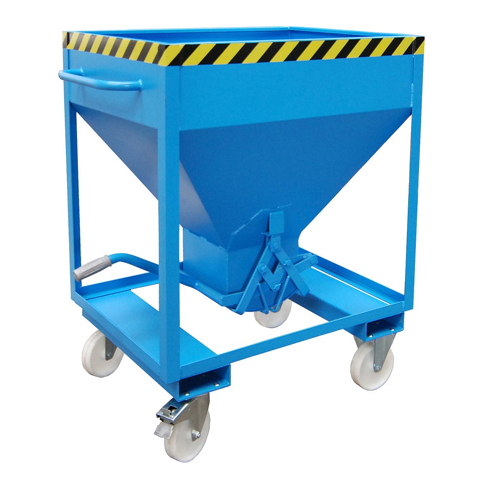 Número de imagen del producto 1: Bauer® contenedor silo, con cierre de tijera, bolsillos de horquilla y ruedas, pintado, volumen 0.375 m, RAL 5012 azul luminoso