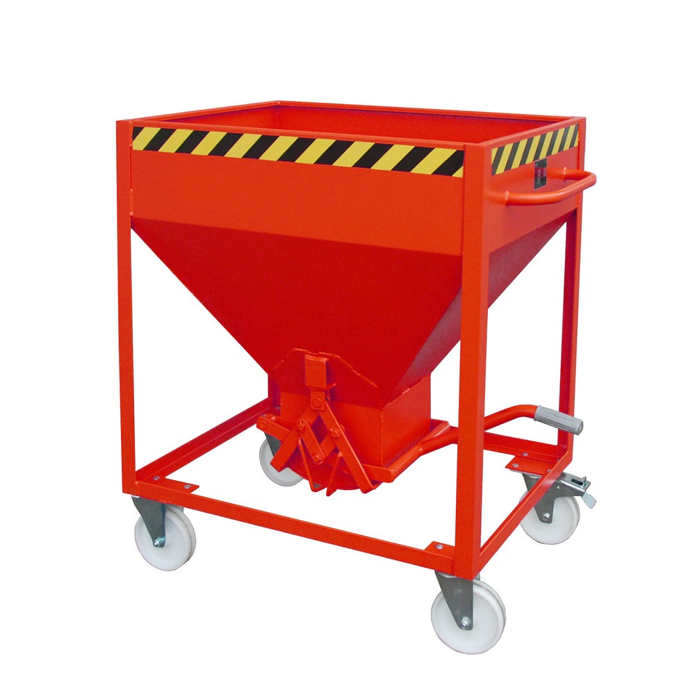 Imagen del producto: Bauer® contenedor silo, con cierre de tijera y ruedas, pintado, volumen 0.375 m³, RAL 3000 rojo fuego