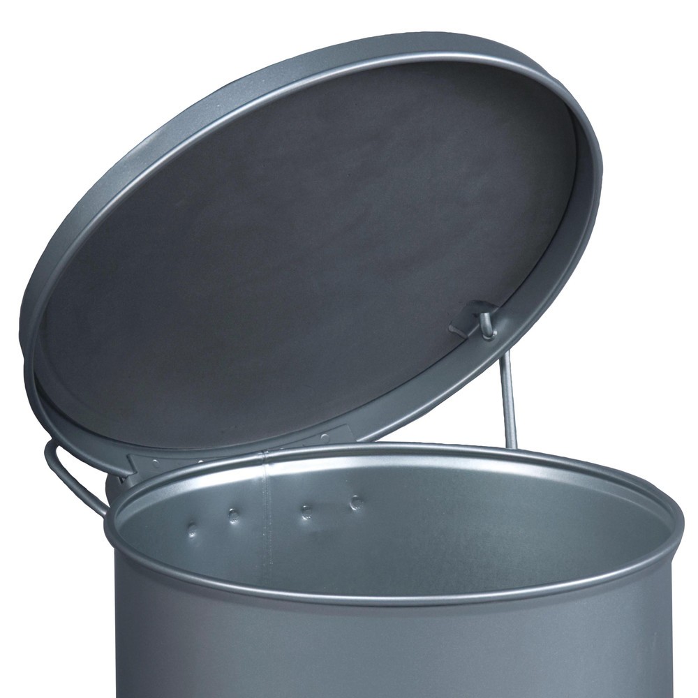 Número de imagen del producto 3: Justrite Workbench Collection Container SoundGuard™, pedal de pie, plateado, 20 litros