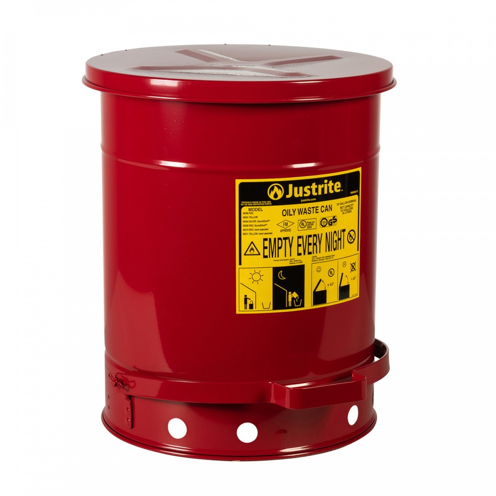 Imagen del producto: Justrite Workbench Collection Contenedor SoundGuard™, Pedal, Rojo, 34 litros