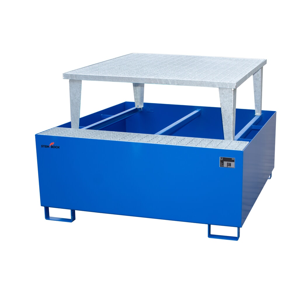 Número de imagen del producto 1: Cuba de contención Steinbock® de acero para 1x KTC/IBC (contenedores cisterna cúbicos /a granel), incl. punto de trasegado, azul