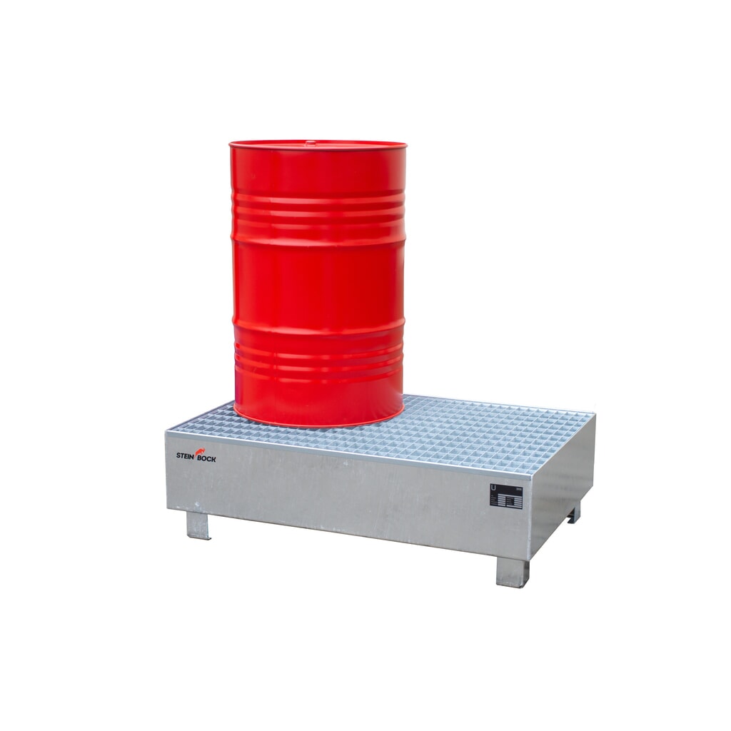 Número de imagen del producto 4: Steinbock® cubeta de retención, 2 x 200 l, Al x An x F 360 x 1.200 x 800 mm, incl. rejilla galvanizada, galvanizada en caliente