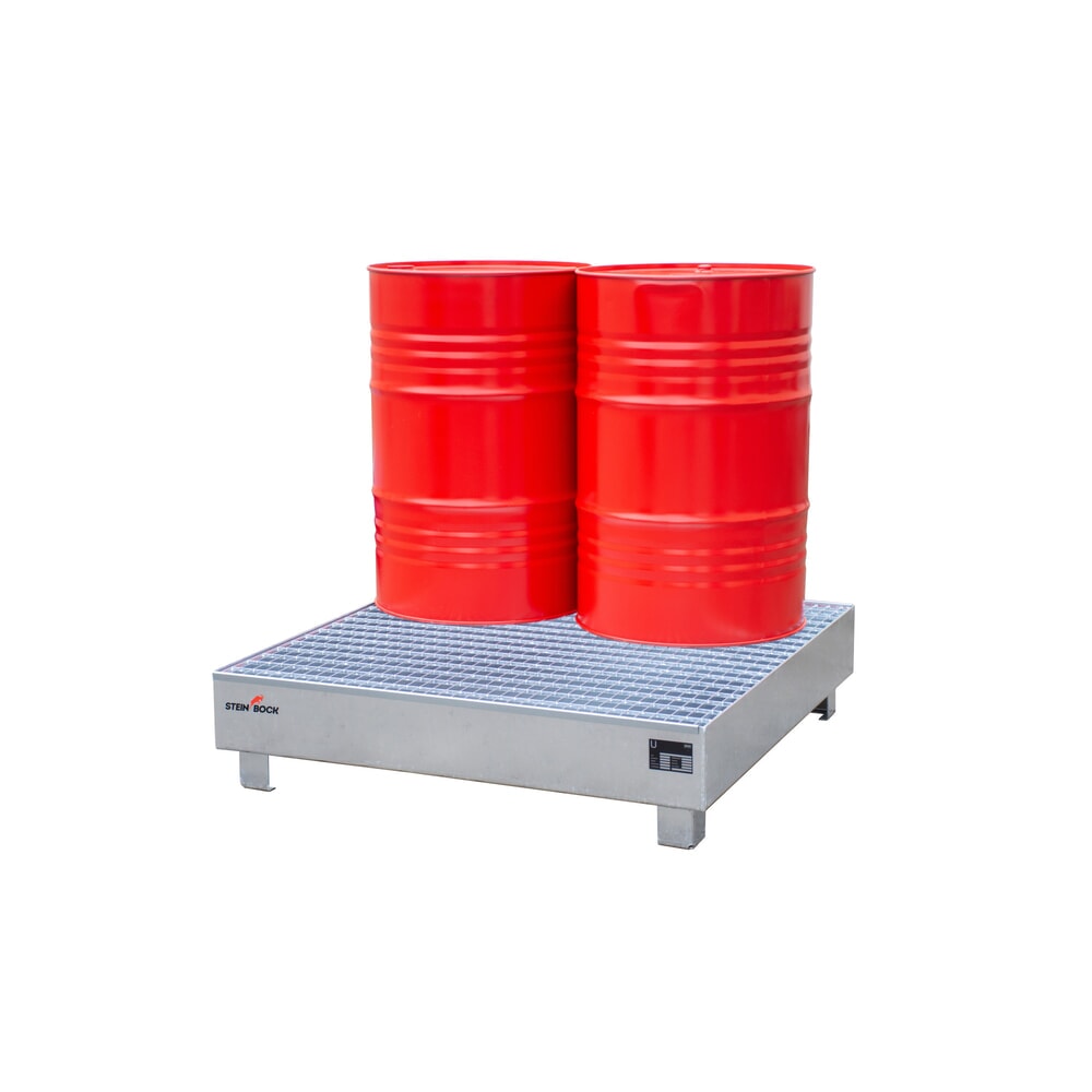 Número de imagen del producto 4: Cuba de contención Steinbock®, 4x200 l, Al x An x Fo 285 x 1.200 x 1.200 mm, incl. rejilla, galvanizada en caliente