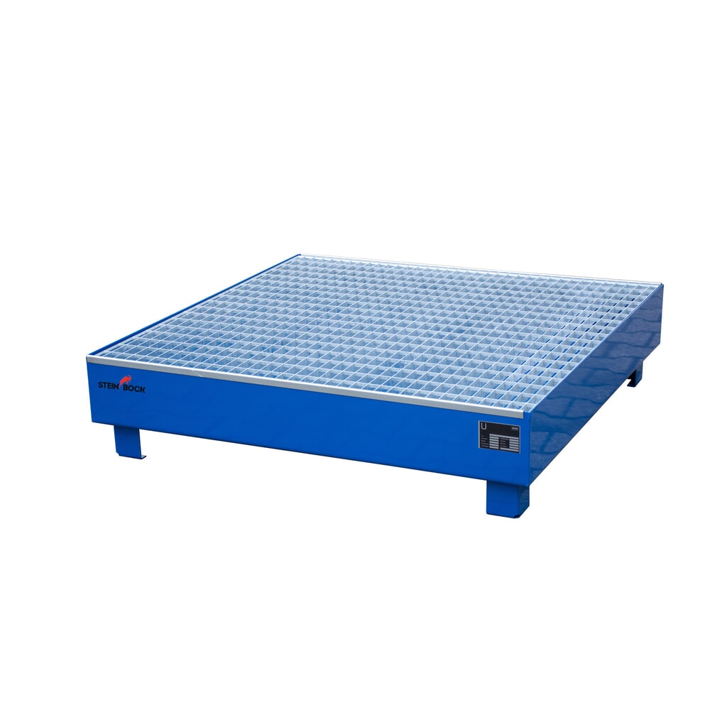 Imagen del producto: Steinbock® cubeta de retención, 4 x 200 l, H xAxF 285 x 1.200 x 1.200 mm, incl. rejilla galvanizada, azul