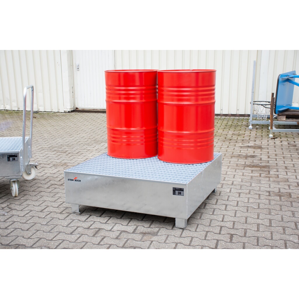 Steinbock® cubeta de retención, 4 x 200 l, Al x An x F 415 x 1.200 x 1.200 mm, incl. rejilla galvanizada, galvanizada en caliente Número de imagen del producto 4: Steinbock® cubeta de retención, 4 x 200 l, Al x An x F 415 x 1.200 x 1.200 mm, incl. rejilla galvanizada, galvanizada en caliente