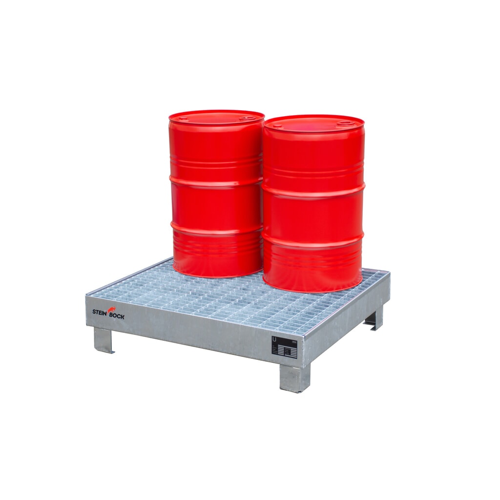 Steinbock® cubeta de retención para 4 barriles de 60 litros, incl. rejilla galvanizada, galvanizado en caliente Número de imagen del producto 4: Steinbock® cubeta de retención para 4 barriles de 60 litros, incl. rejilla galvanizada, galvanizado en caliente