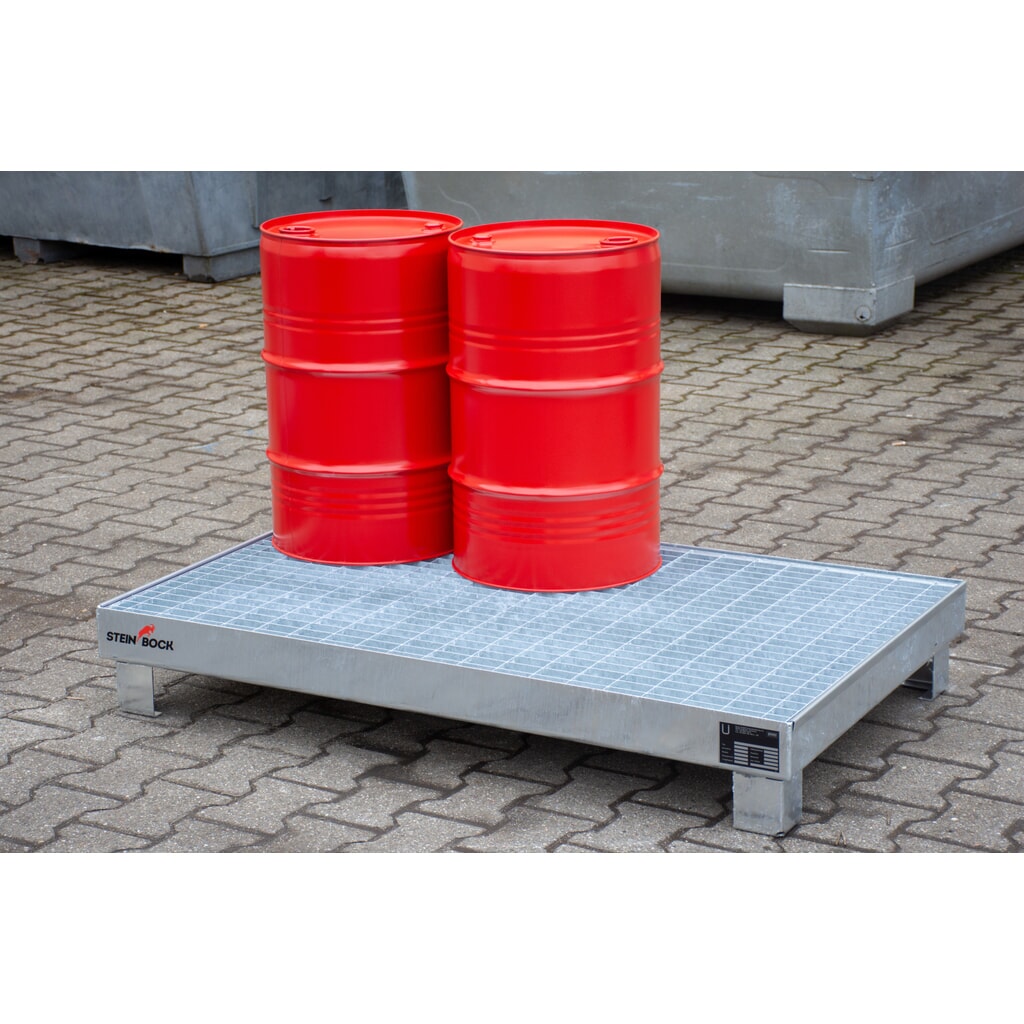Steinbock® cubeta de retención para 6 barriles de 60 litros, incl. rejilla galvanizada, galvanizado en caliente Número de imagen del producto 4: Steinbock® cubeta de retención para 6 barriles de 60 litros, incl. rejilla galvanizada, galvanizado en caliente