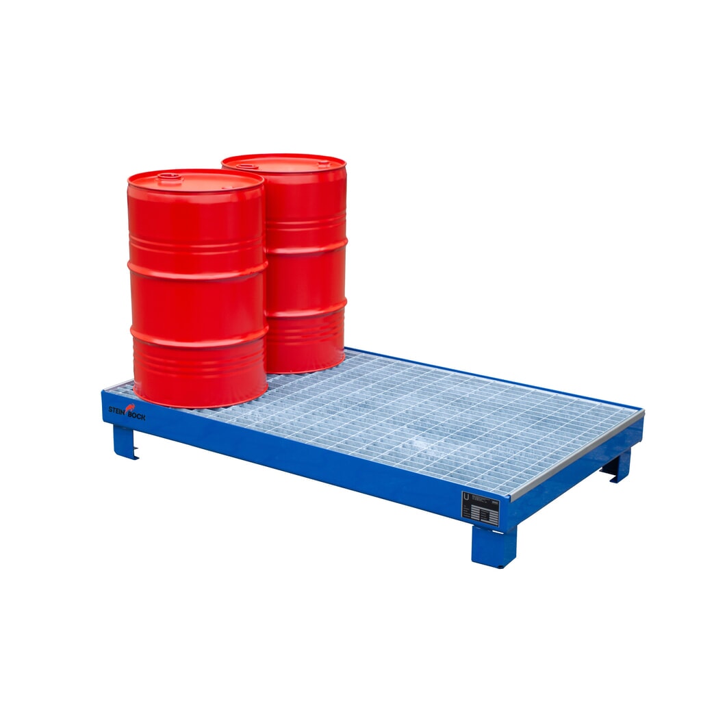 Steinbock® cubeta de retención para 6 barriles de 60 litros, incl. rejilla galvanizada, azul Número de imagen del producto 5: Steinbock® cubeta de retención para 6 barriles de 60 litros, incl. rejilla galvanizada, azul