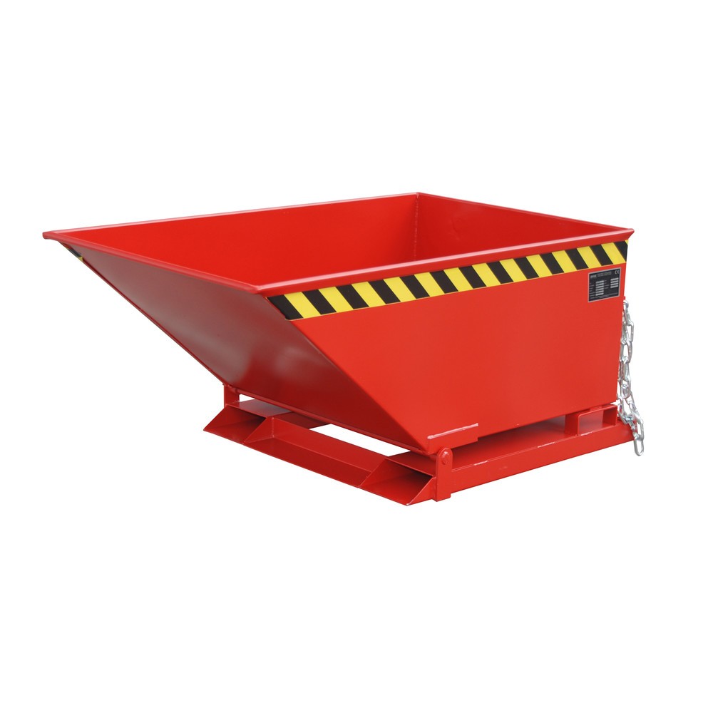 Imagen del producto: Bauer® Cubeta baja con mecanismo de vuelco, pintada, volumen 0,4 m³, RAL 3000 rojo fuego
