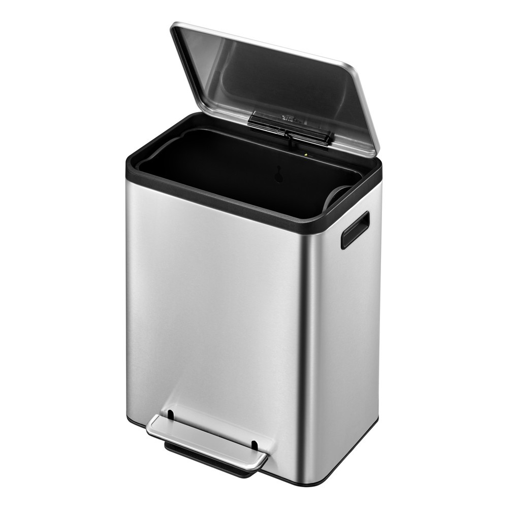 Número de imagen del producto 3: EcoCasa - Cubo de basura con pedal (15 + 15 L, acero inoxidable mate)