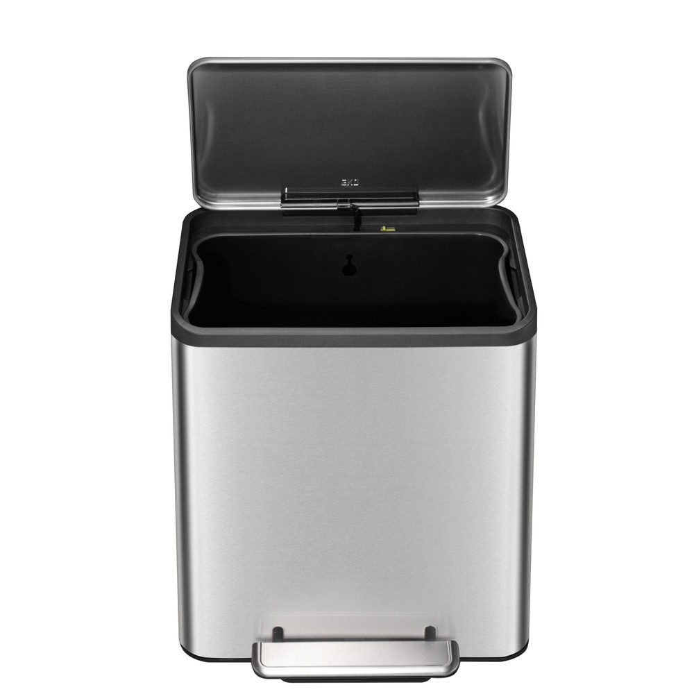 Número de imagen del producto 5: EcoCasa - Cubo de basura con pedal (15 + 15 L, acero inoxidable mate)