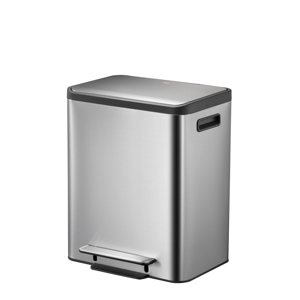 Número de imagen del producto 1: EcoCasa - Cubo de basura con pedal (15 + 15 L, acero inoxidable mate)