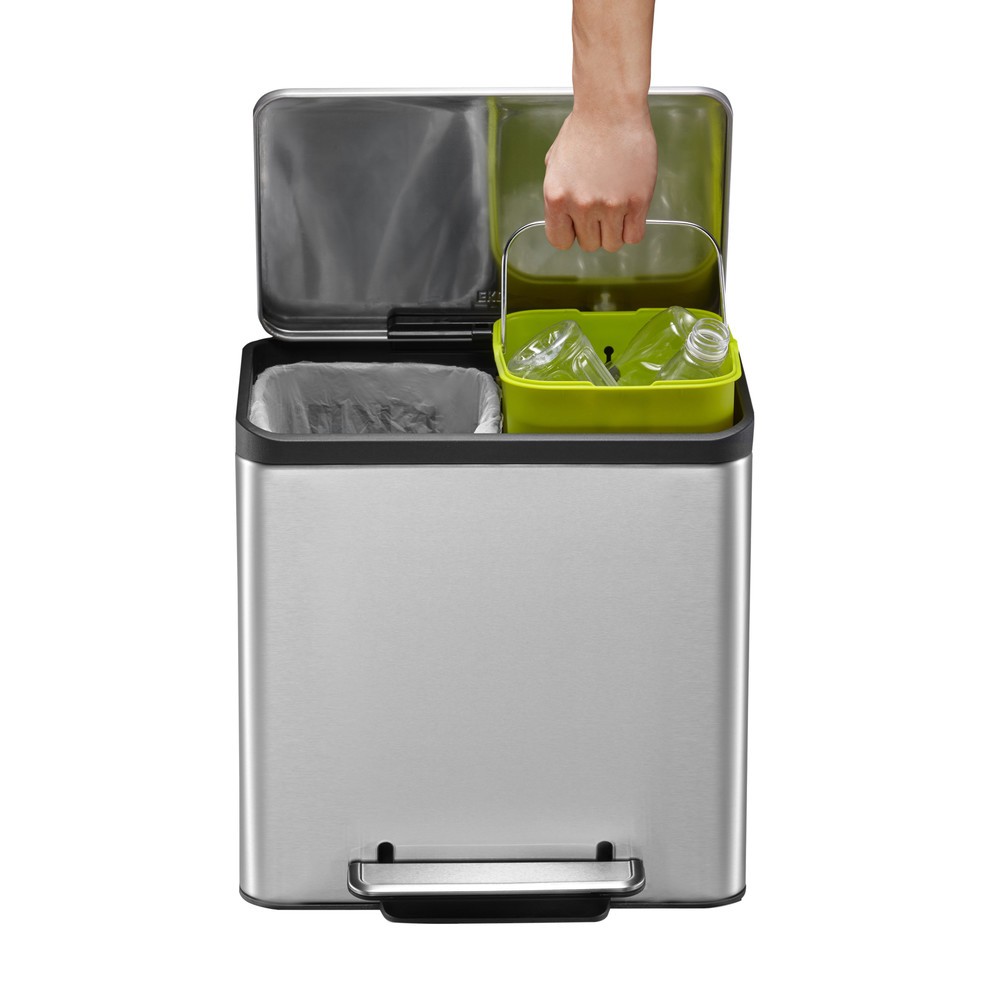 Número de imagen del producto 15: EcoCasa - Cubo de basura con pedal (15 + 15 L, acero inoxidable mate)