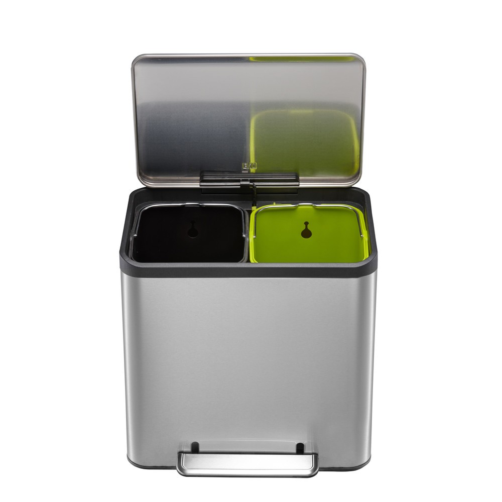 Número de imagen del producto 7: EcoCasa - Cubo de basura con pedal (15 + 15 L, acero inoxidable mate)