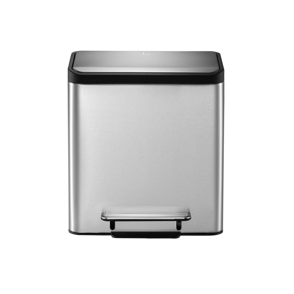 Número de imagen del producto 8: EcoCasa - Cubo de basura con pedal (15 + 15 L, acero inoxidable mate)