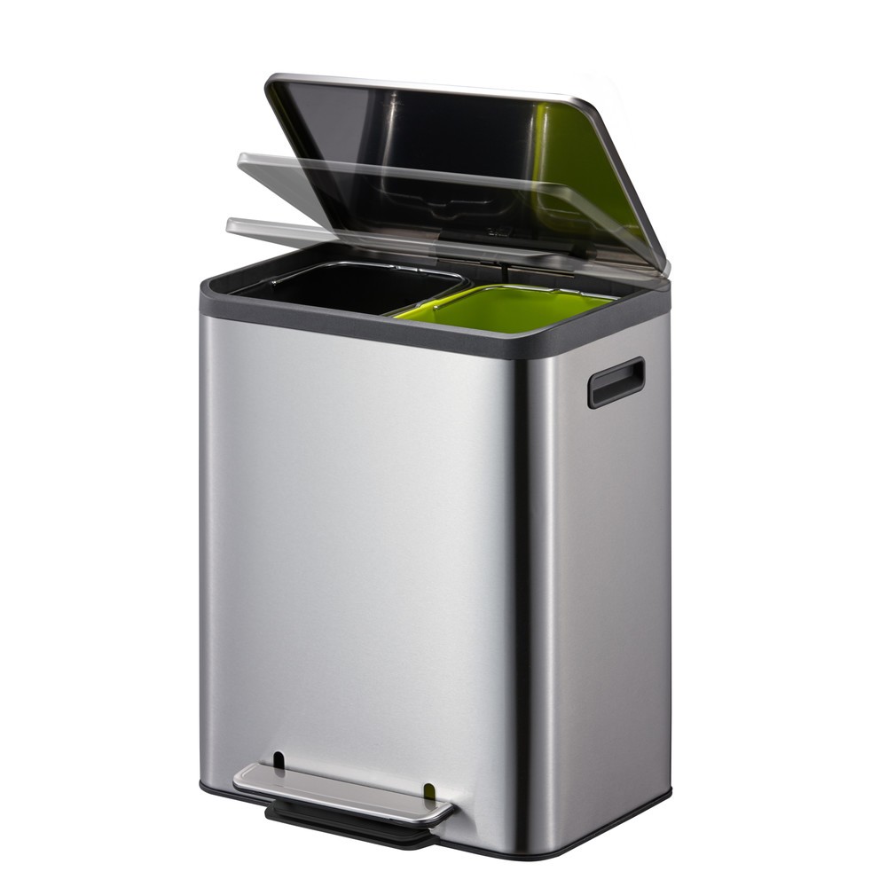 Número de imagen del producto 12: EcoCasa - Cubo de basura con pedal (15 + 15 L, acero inoxidable mate)