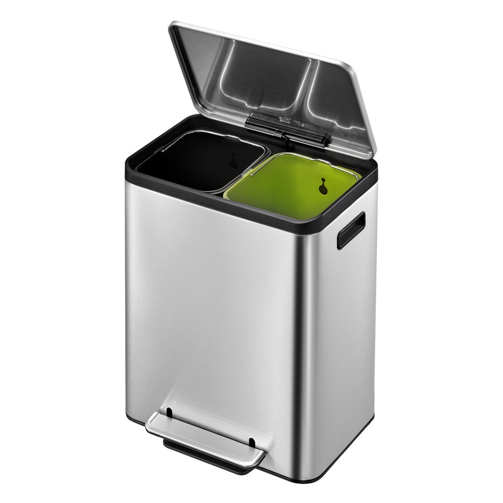 Número de imagen del producto 14: EcoCasa - Cubo de basura con pedal (15 + 15 L, acero inoxidable mate)