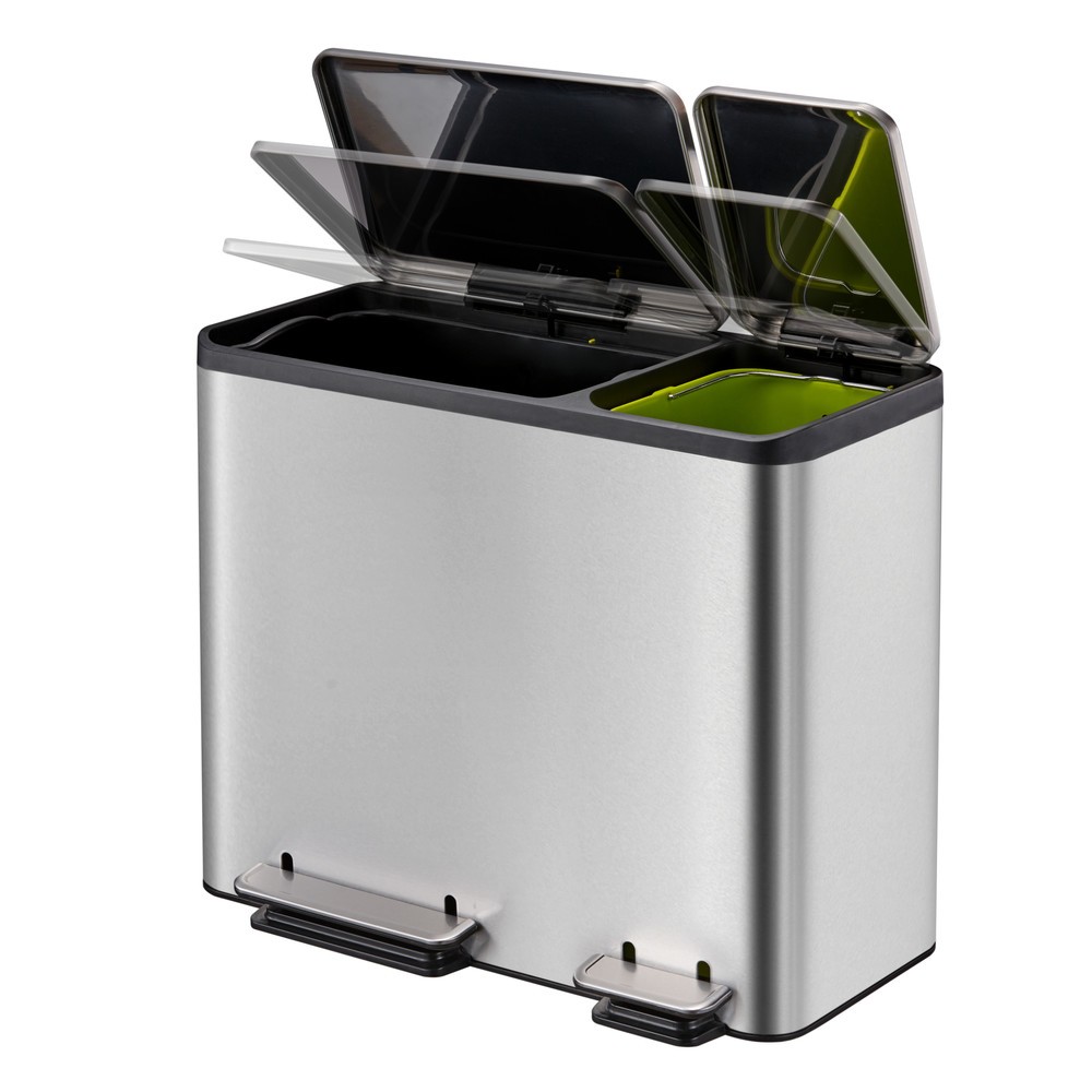 Número de imagen del producto 3: EcoCasa - Cubo de basura con pedal (30 + 15 L, acero inoxidable mate)