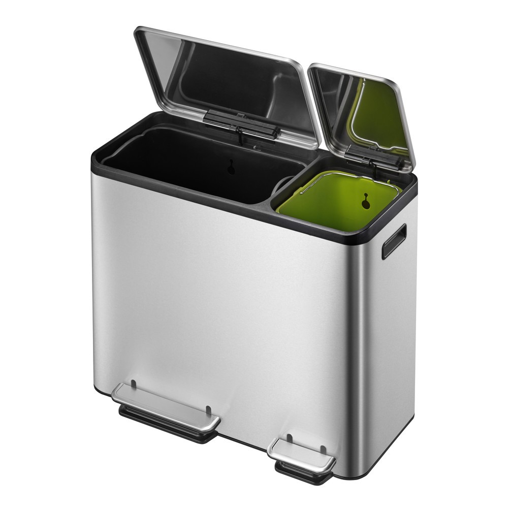 Número de imagen del producto 5: EcoCasa - Cubo de basura con pedal (30 + 15 L, acero inoxidable mate)