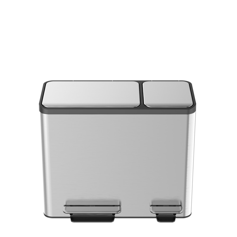 Número de imagen del producto 2: EcoCasa - Cubo de basura con pedal (15 + 15 +15 L, acero inoxidable mate)